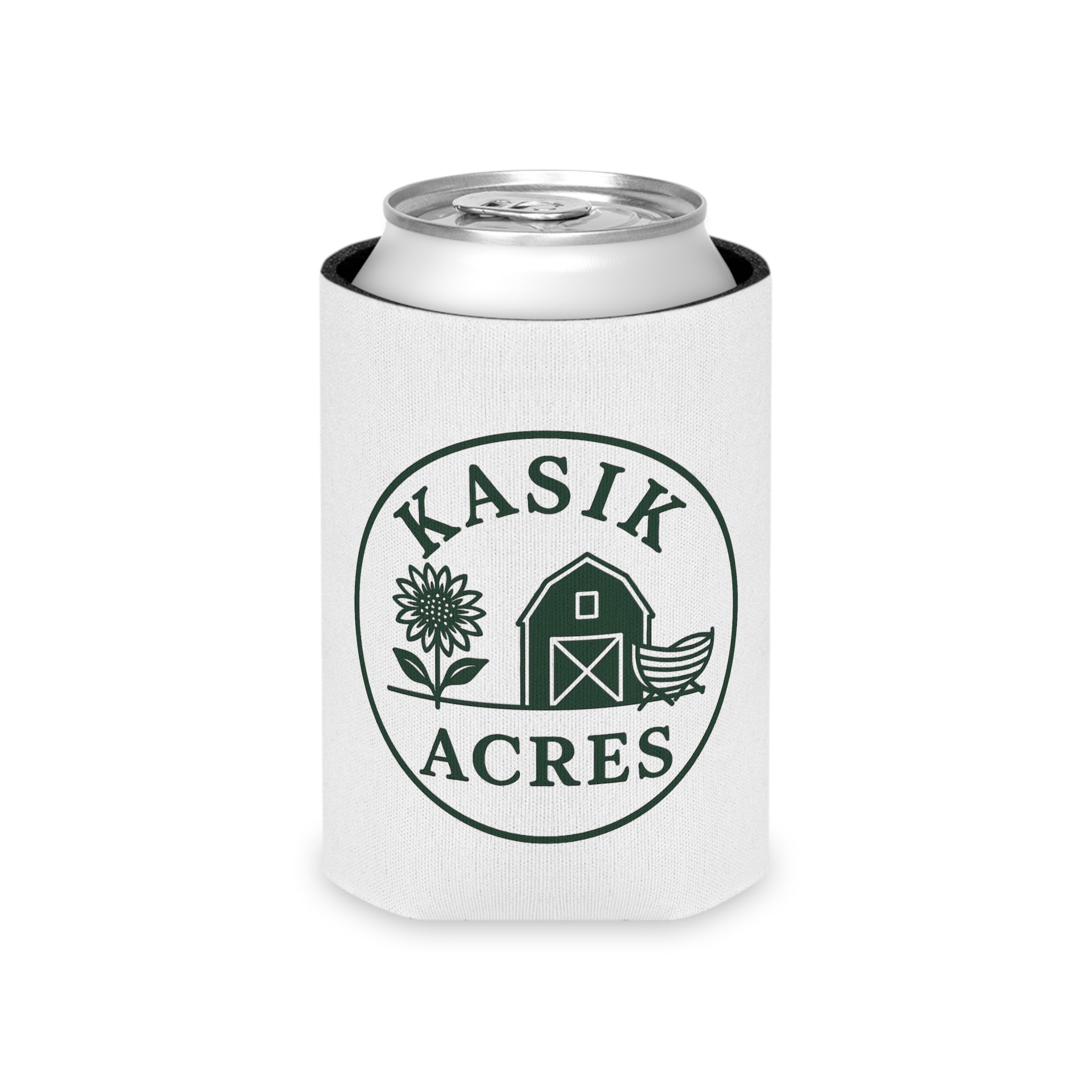 Kasik Acres Logo Can Cooler - Free Shipping, Drink Sleeve, Beverage Insulator, Beer Holder, Party Favor